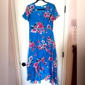 Blue Floral Midi Dress
